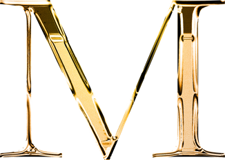 M gold metallic luxury chrome alphabet font