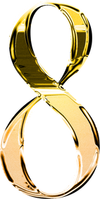Eight gold metallic luxury chrome alphabet number font