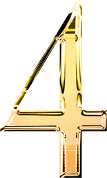 Four gold metallic luxury chrome alphabet number font
