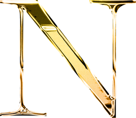 N gold metallic luxury chrome alphabet font