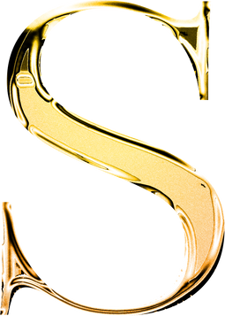 S gold metallic luxury chrome alphabet font
