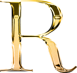 R gold metallic luxury chrome alphabet font
