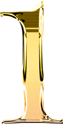 One gold metallic luxury chrome alphabet number font