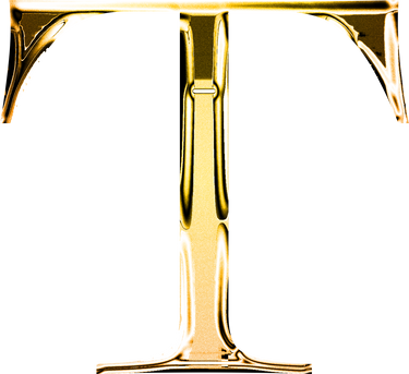 T gold metallic luxury chrome alphabet font